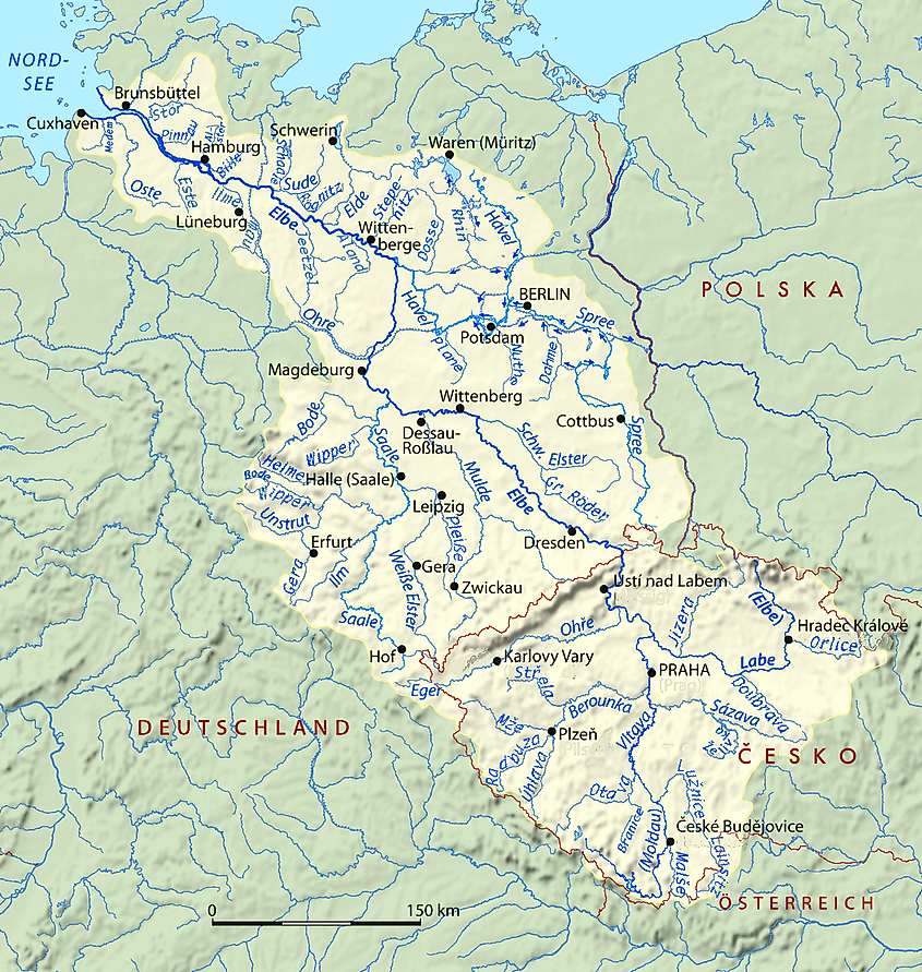 Map of the Elbe River drainage basin.