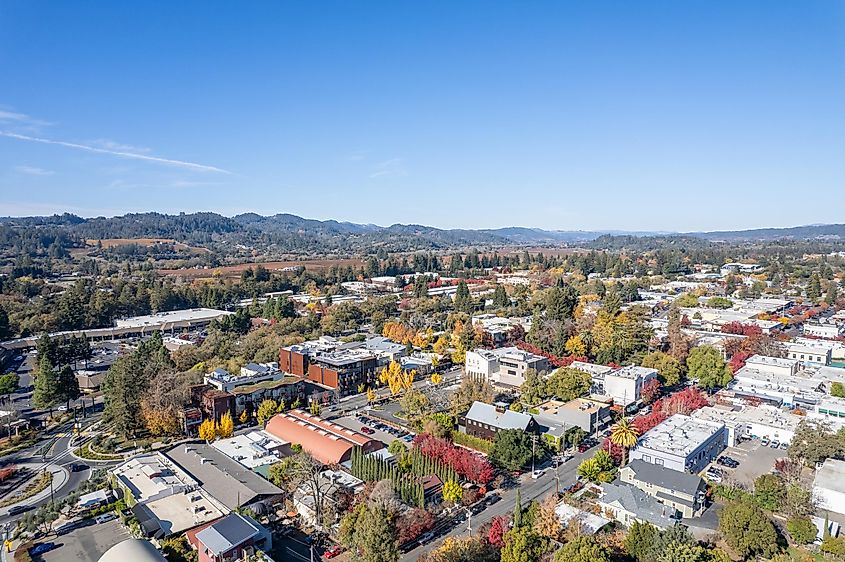 Aerial view of Healdsburg, California