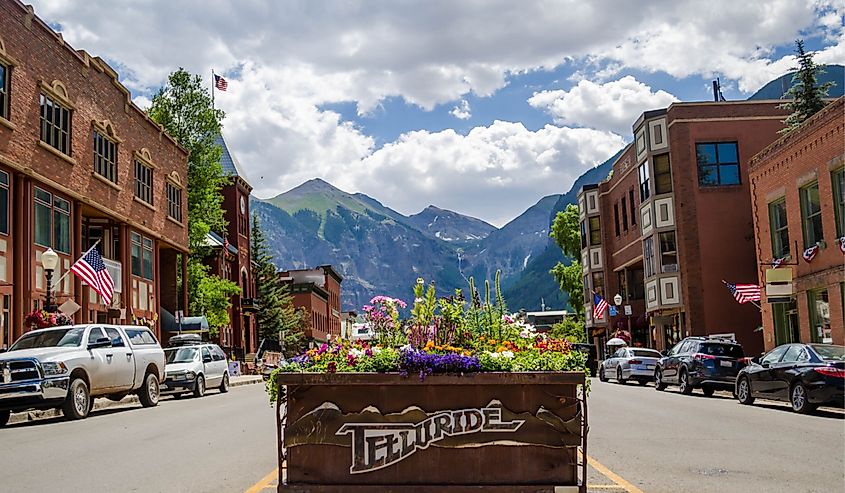 Downtown Telluride, Colorado, in the spring.