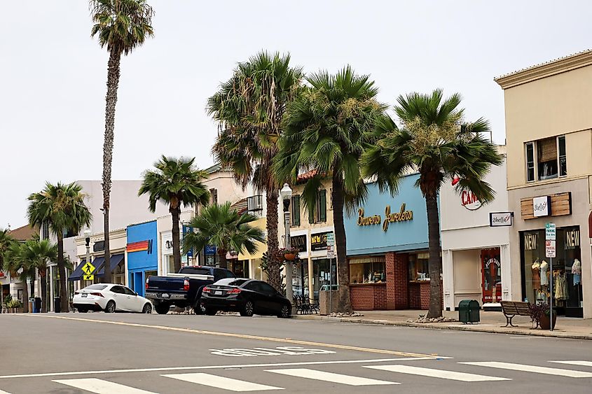 View of the shops on Girard Ave in downtown La Jolla, California