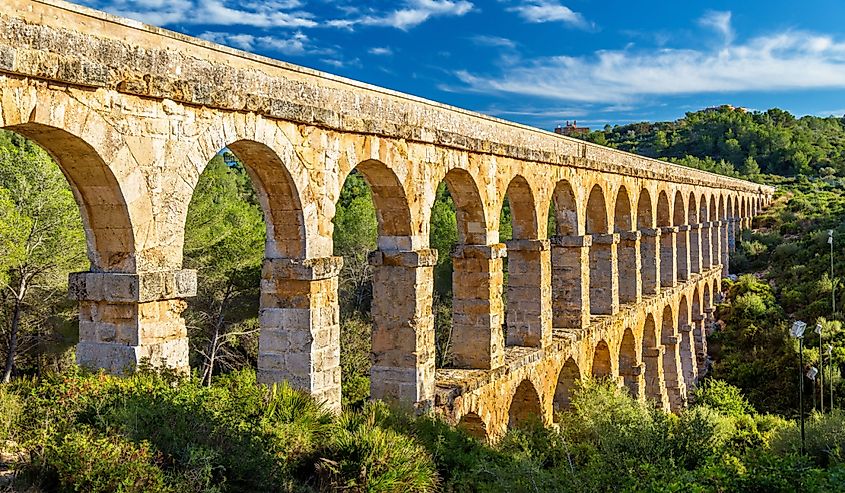  A part of the Roman aqueduct built to supply water to the ancient city of Tarraco - now Tarragona, Spain