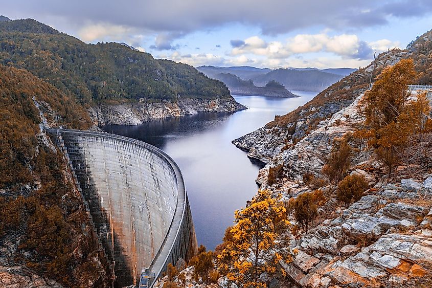 Gordon Dam and Lake Gordon in Tasmania, Australia