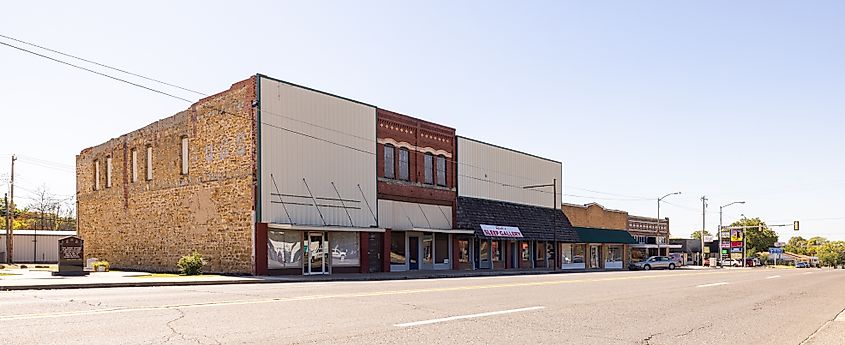 The old business district on Broadway Avenue in Sulphur, Oklahoma. Editorial credit: Roberto Galan / Shutterstock.com