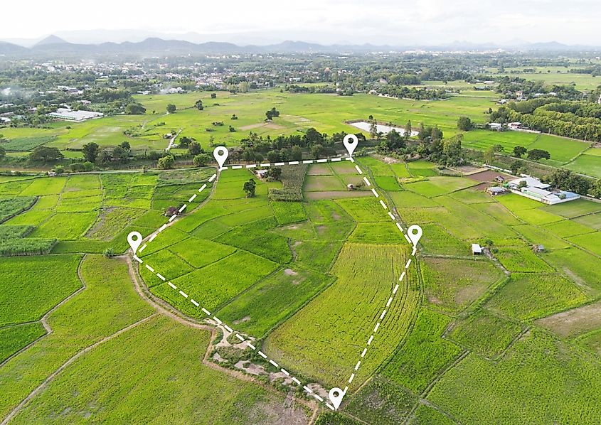 Land plot in aerial view