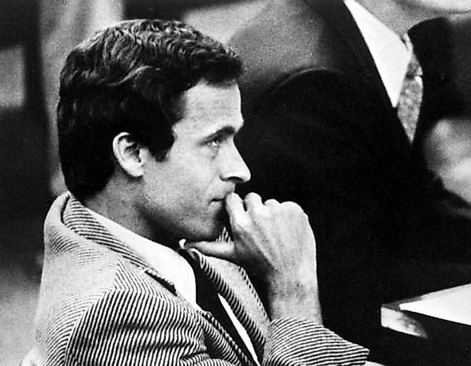 Ted Bundy in a courtroom.