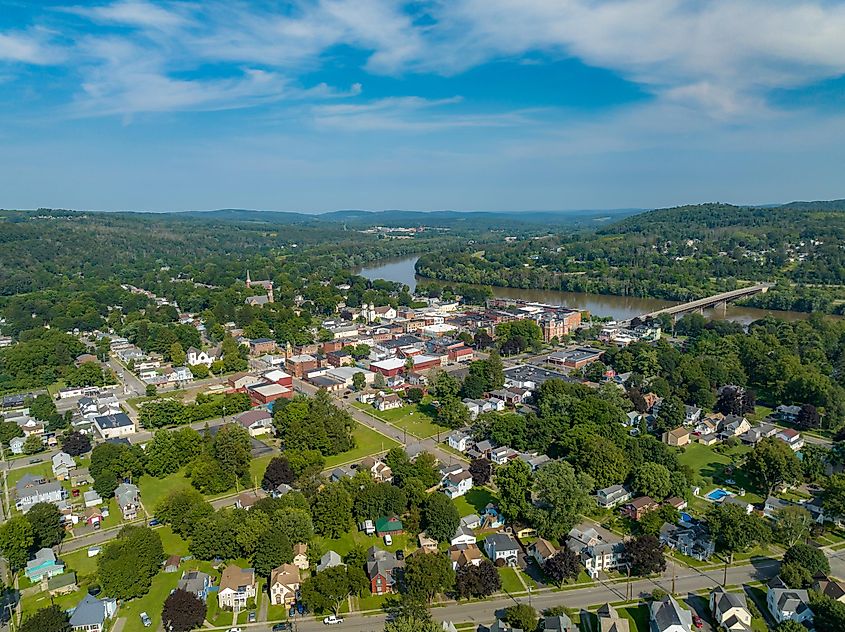 aerial photo of Village of Owego, Tioga County, New York.