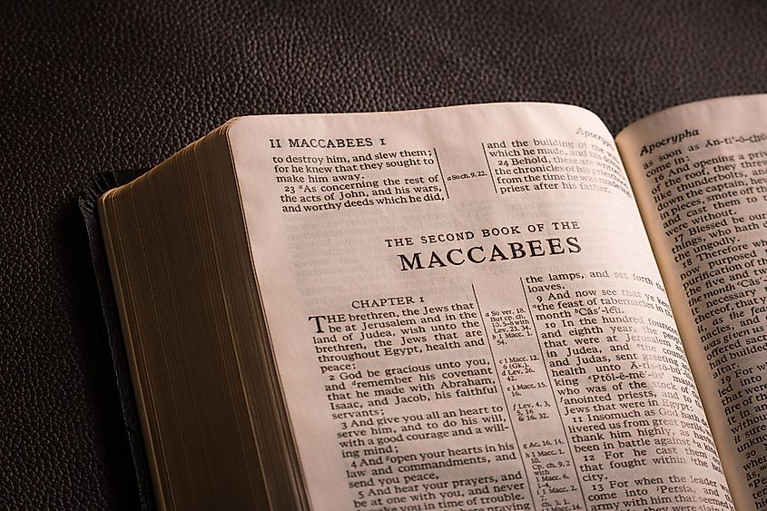 Second Book of the Maccabees, of the Apocrypha. Some faiths consider this canon, via joshimerbin / Shutterstock.com