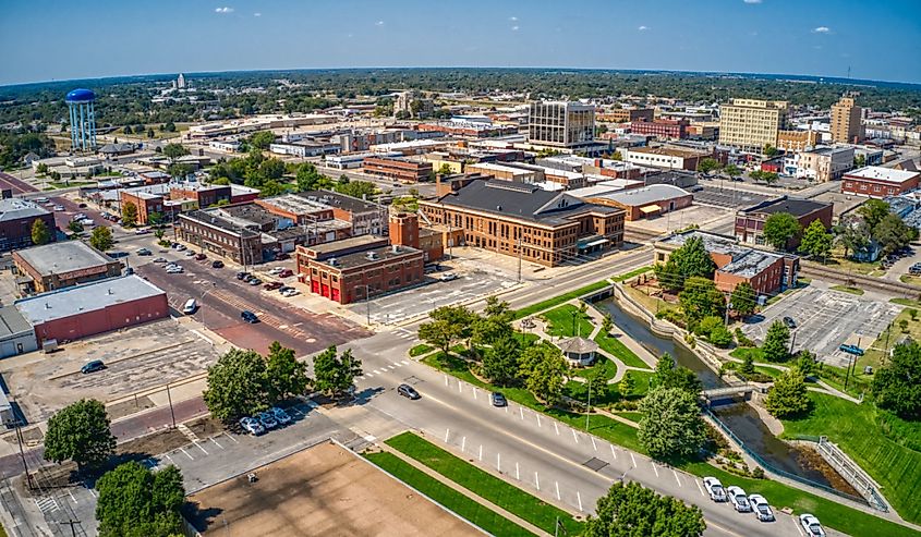 Aerial view of downtown Hutchinson, Kansas
