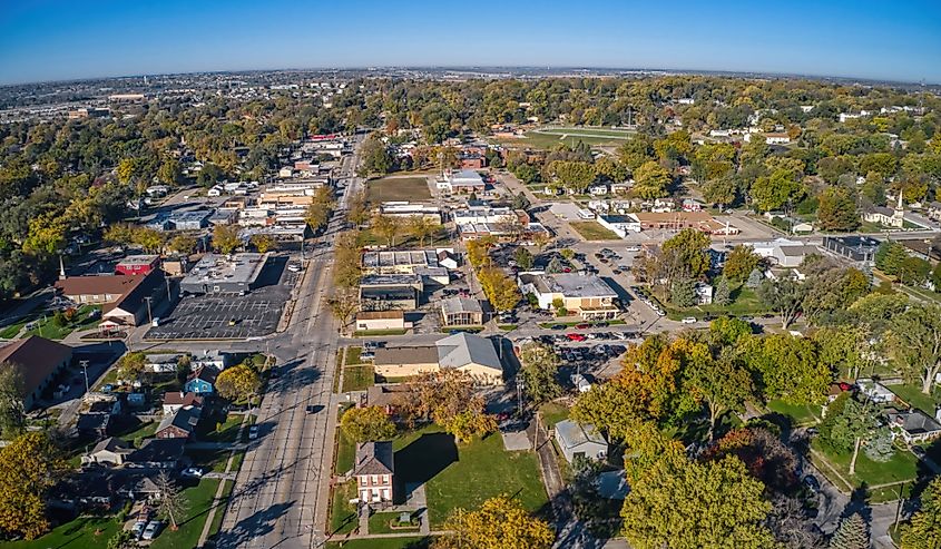 Aerial view of the Omaha suburb of Bellevue, Nebraska