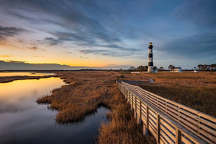 Just before dawn at Bodie Island lighthouse along North Carolina's Outer Banks.