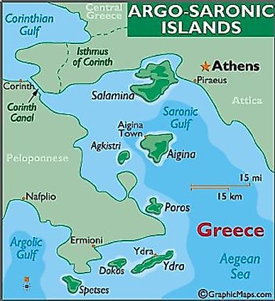 Map of Argo-Saronic islands