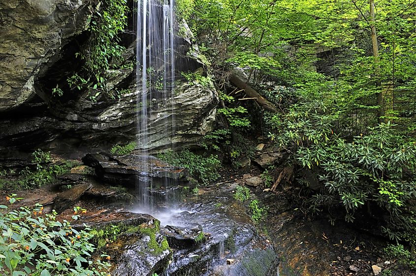 Waterfall at Hanging Rock State Park, North Carolina.