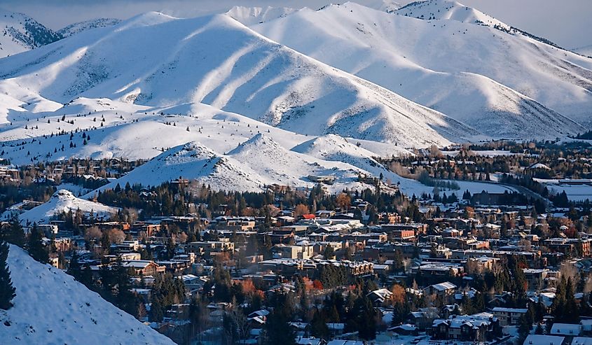 Aerial view of Sun Valley Resort near Ketchum, Idaho