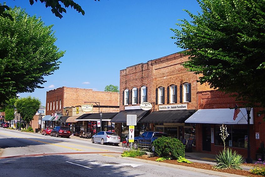 Landrum, South Carolina: Businesses along Rutherford Avenue (SC 14).