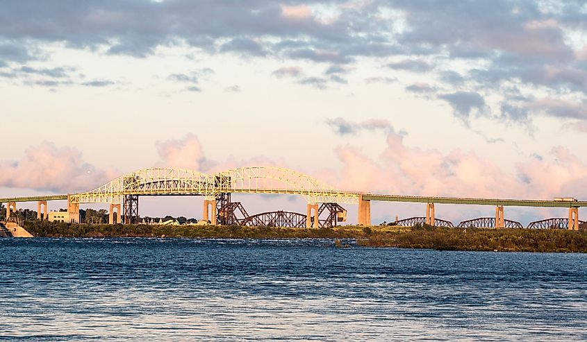 Sault Ste. Marie Bridge Crosses the St. Marys River from Canada to the United States