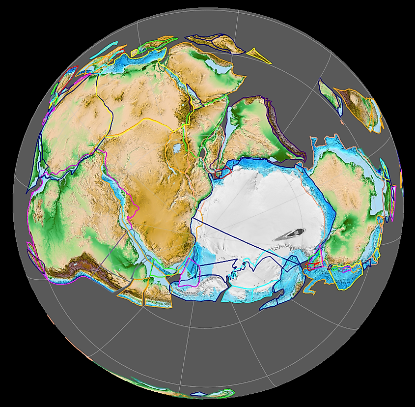 Gondwana 420 million years ago (late Silurian). View centred on the South Pole. Fama Clamosa 