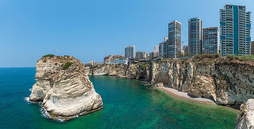 Rouche rocks in Beirut, Lebanon. Image used under license from Shutterstock.com.