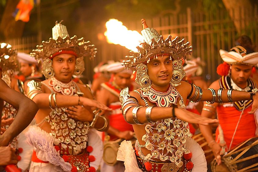 Kandy, Sri Lanka: The Kandy Esala procession, held to pay homage to the Sacred Tooth Relic of Lord Buddha.