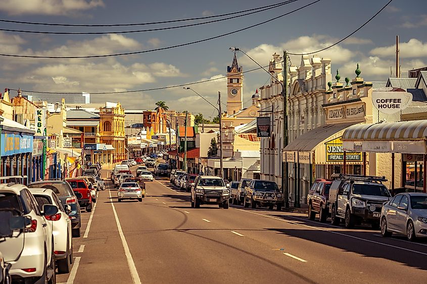 View along the main street - Gill Street in Charters Towers, Queensland