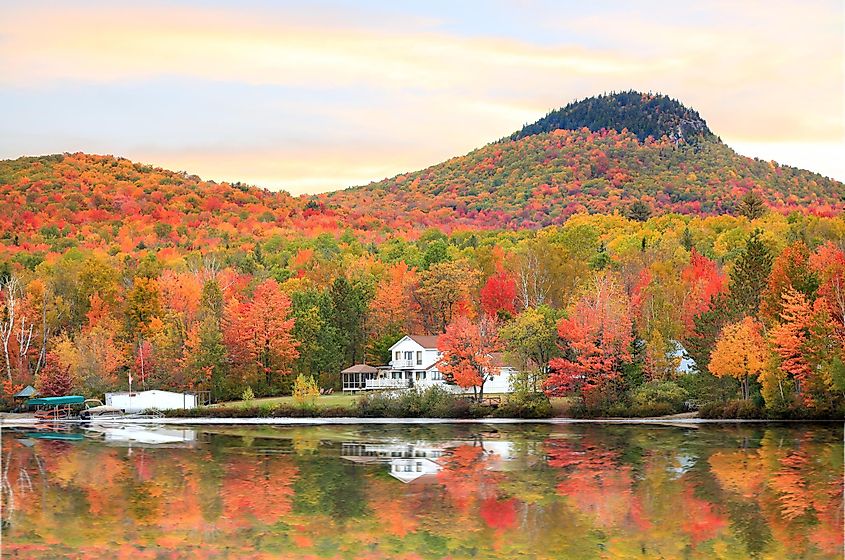 Waterfront view in Groton, Vermont, during autumn