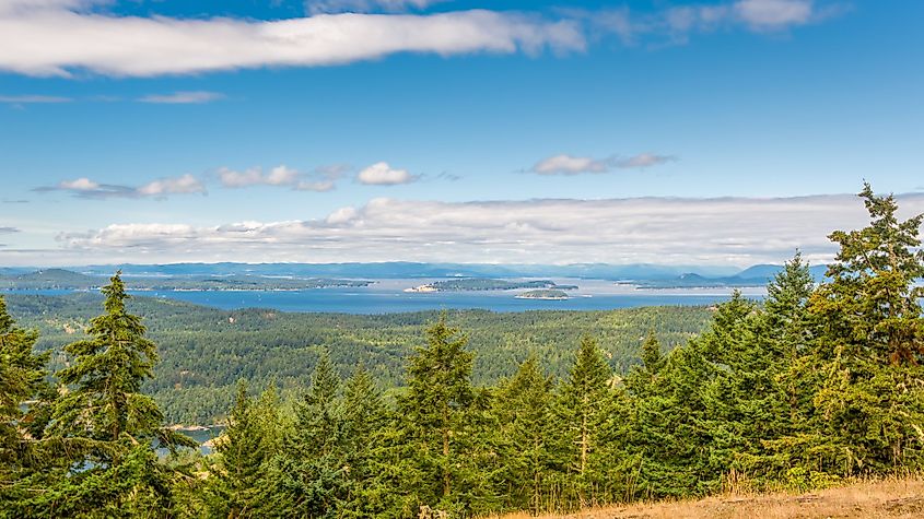 A beautiful view of the surrounding region from Turtleback Mountain Preserve, Orcas Island