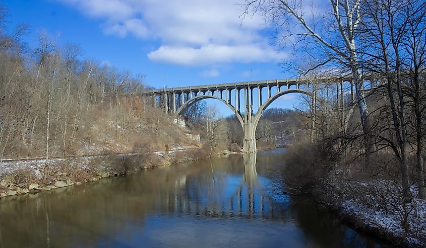 A landscape photo of the Route 82 Bridge in Brecksville, Ohio