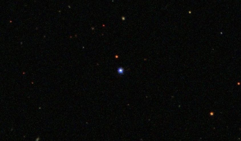 TON 618 black hole, blue and red dots in space