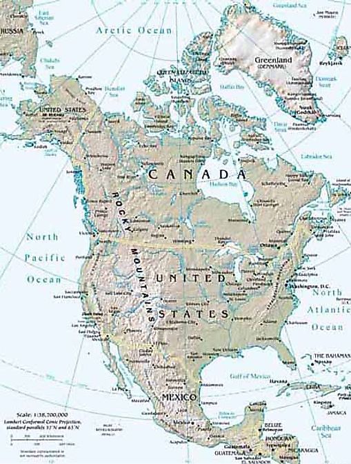 north america totpgraphical map