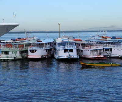 brazil, manaus, colorful ferries