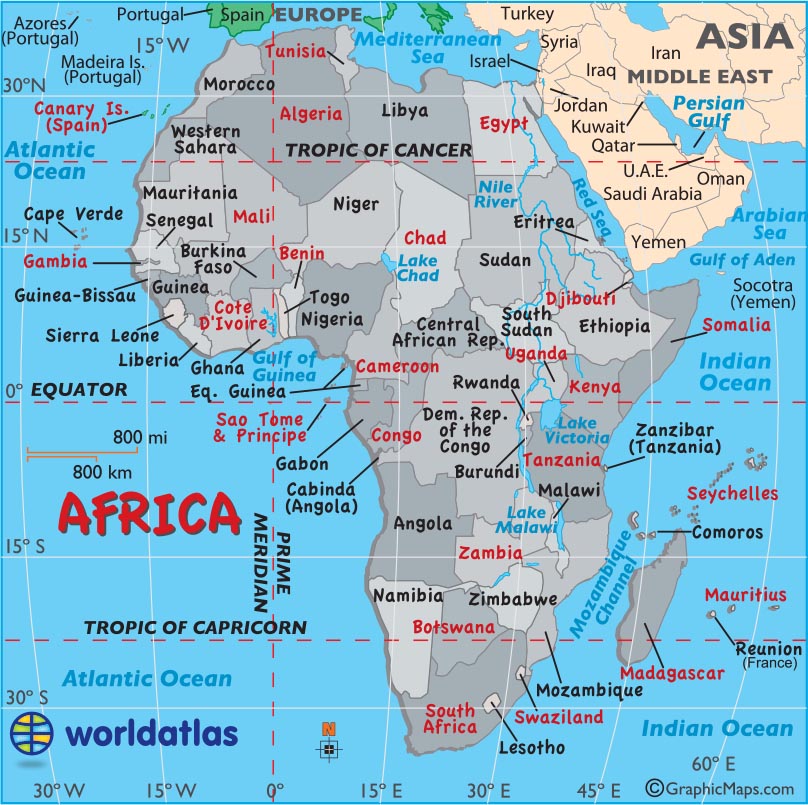 Large Map Of Africa Easy To Read And Printable