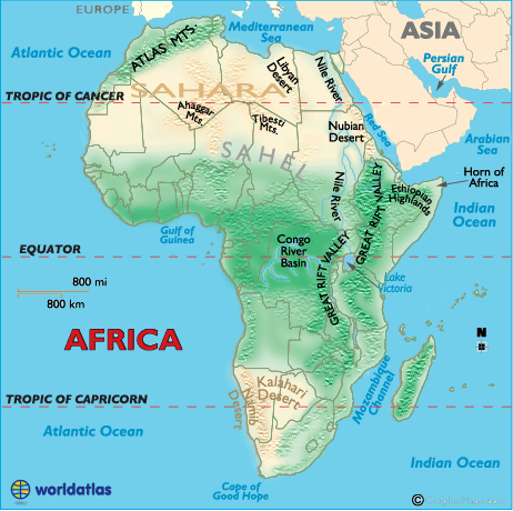 Map of Africa, Sahara Desert