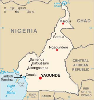 Cameroon latitude and longitude map