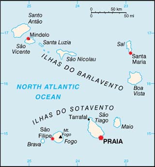 Cape Verde latitude and longitude map