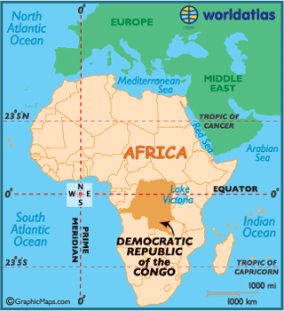 World   Equator on Maps Democratic Republic Of The Congo Map Information   World Atlas