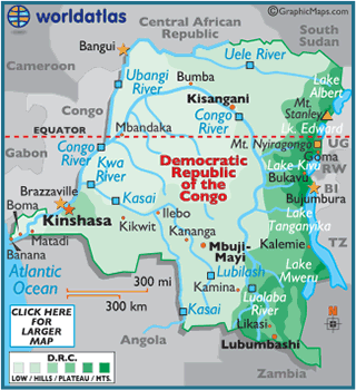 map of Democratic Republic of the Congo