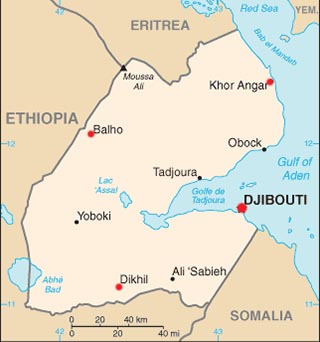 Djibouti latitude and longitude map