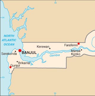 Gambia latitude and longitude map