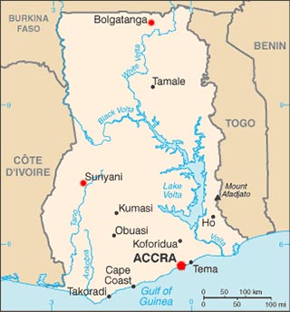 Ghana latitude and longitude map