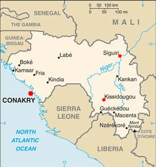 Guinea latitude and longitude map