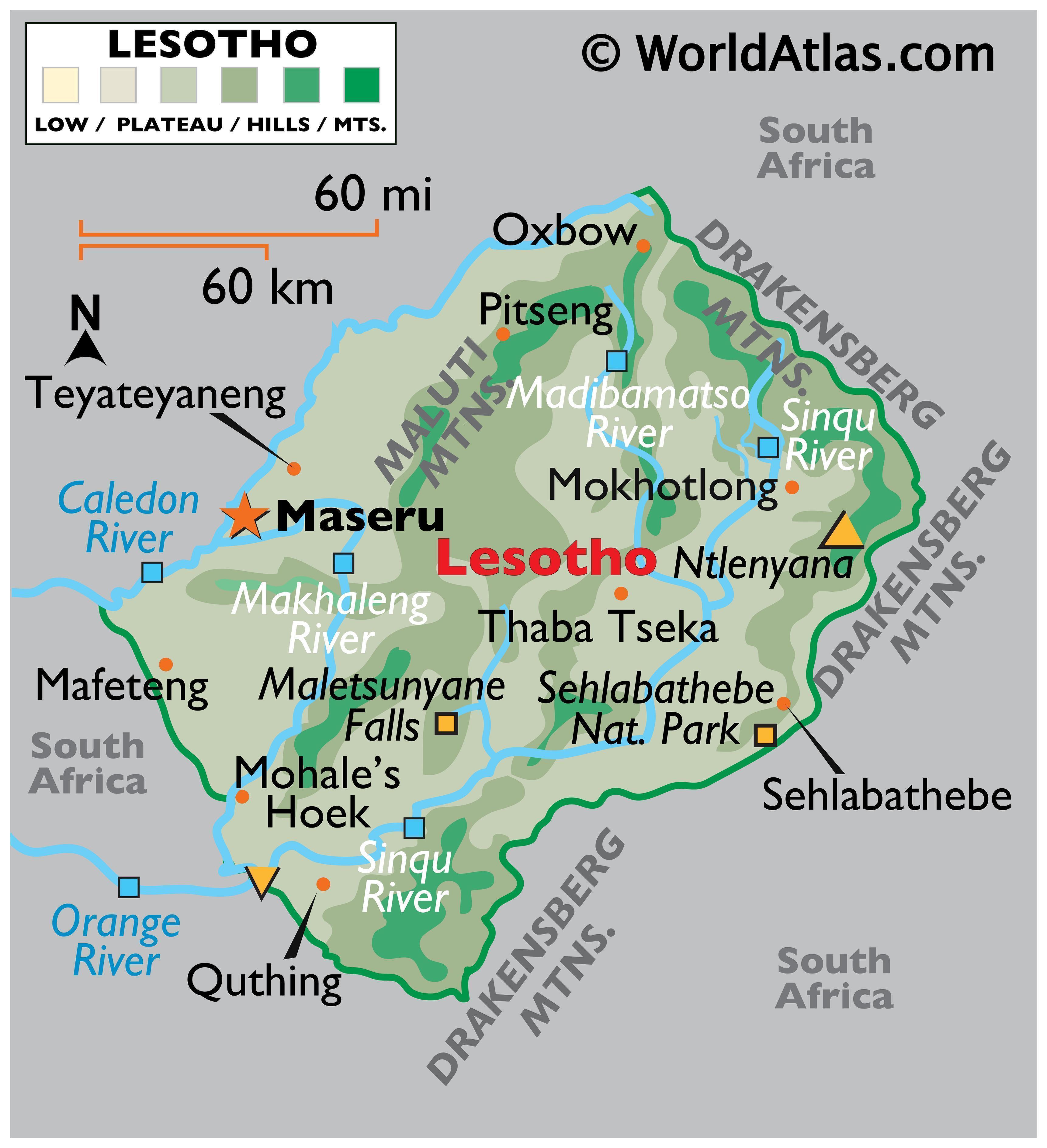 map of lesotho