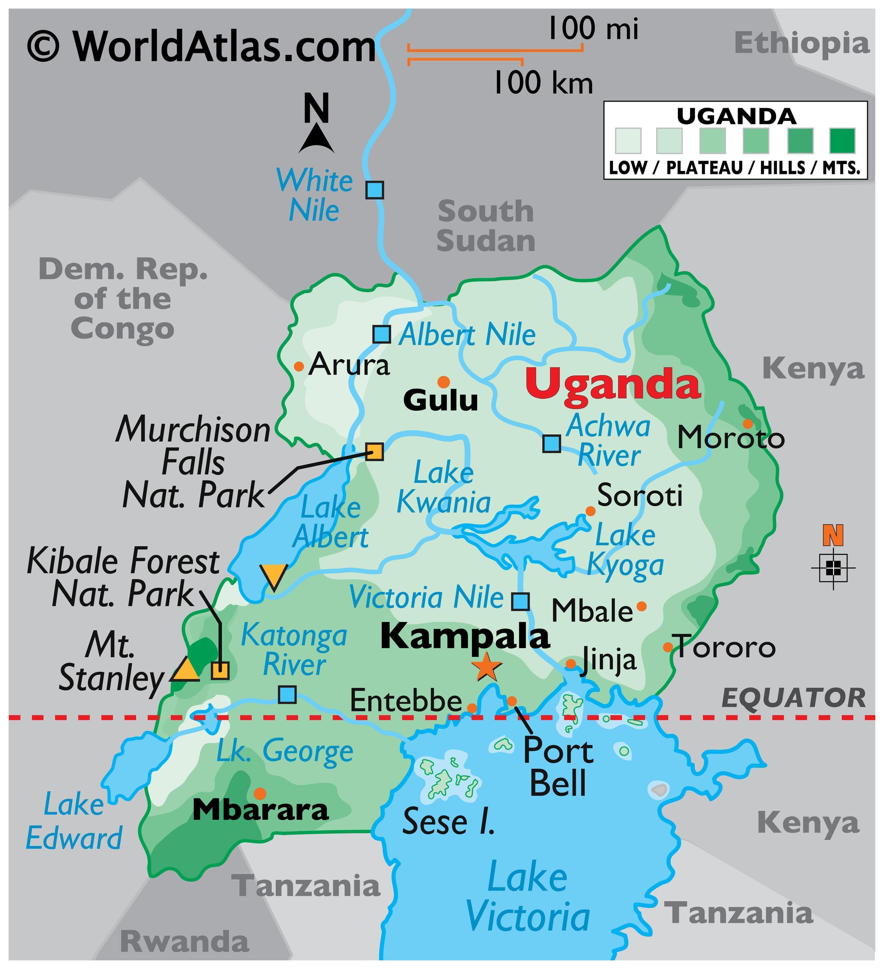 political map of uganda