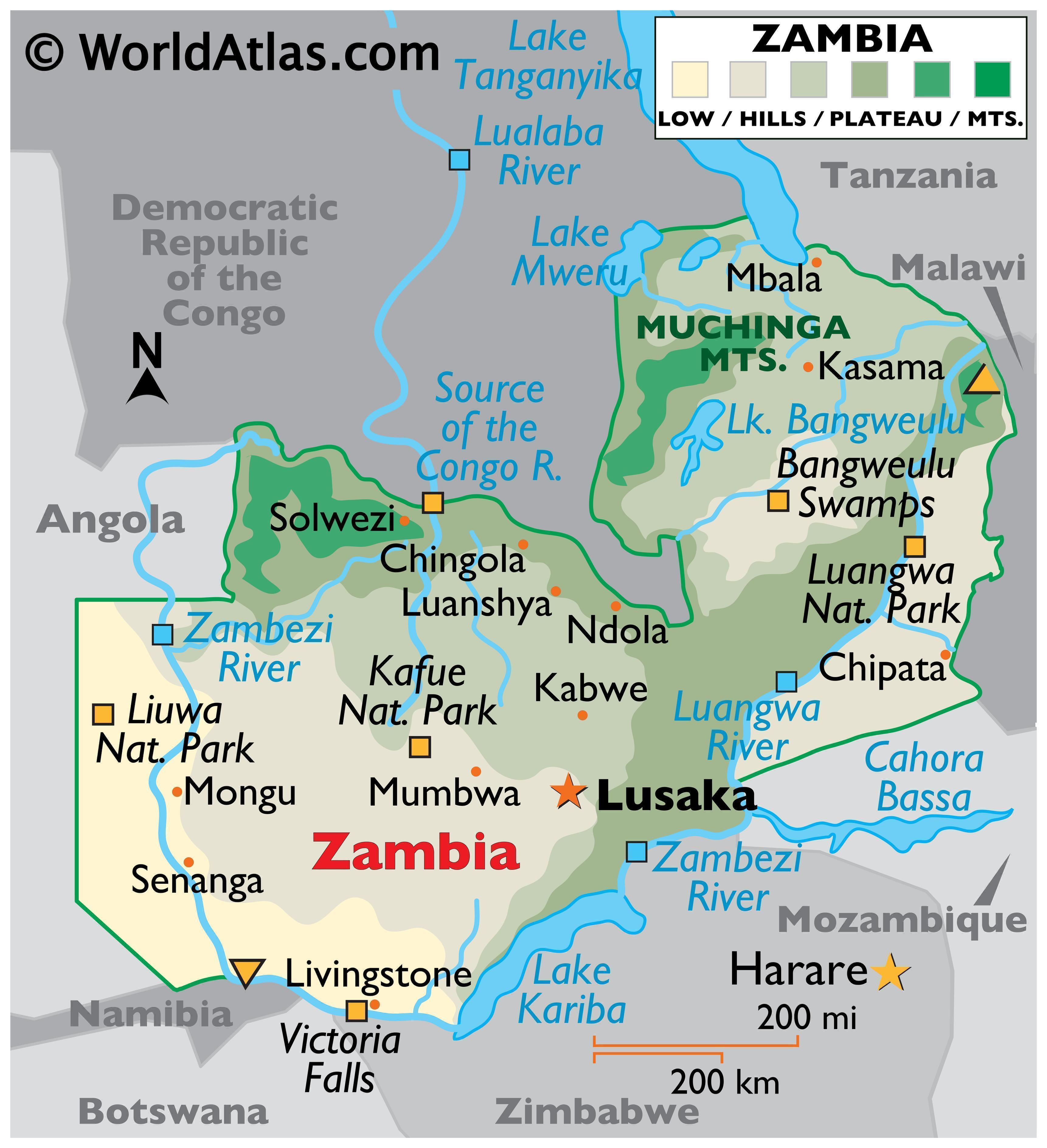 map of zambia africa