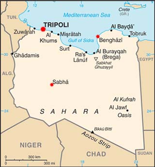 Libya latitude and longitude map