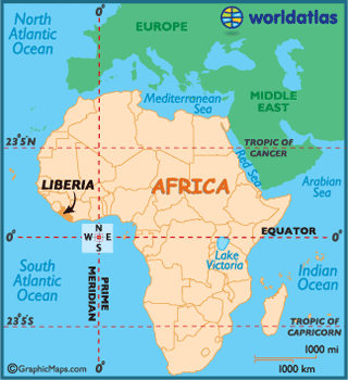 locator map of Liberia
