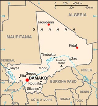 Mali latitude and longitude map