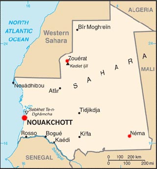 Mauritania latitude and longitude map