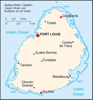 Mauritius latitude and longitude map
