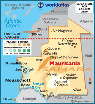 map of MAURITANIA and MAURITANIA map and information page