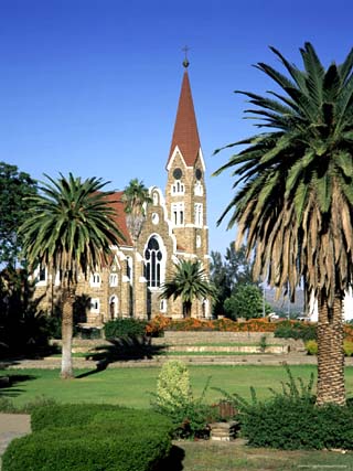 Christuskirche (Lutheran Christian Church) and Parliament Gardens, Windhoek, Namibia, Africa