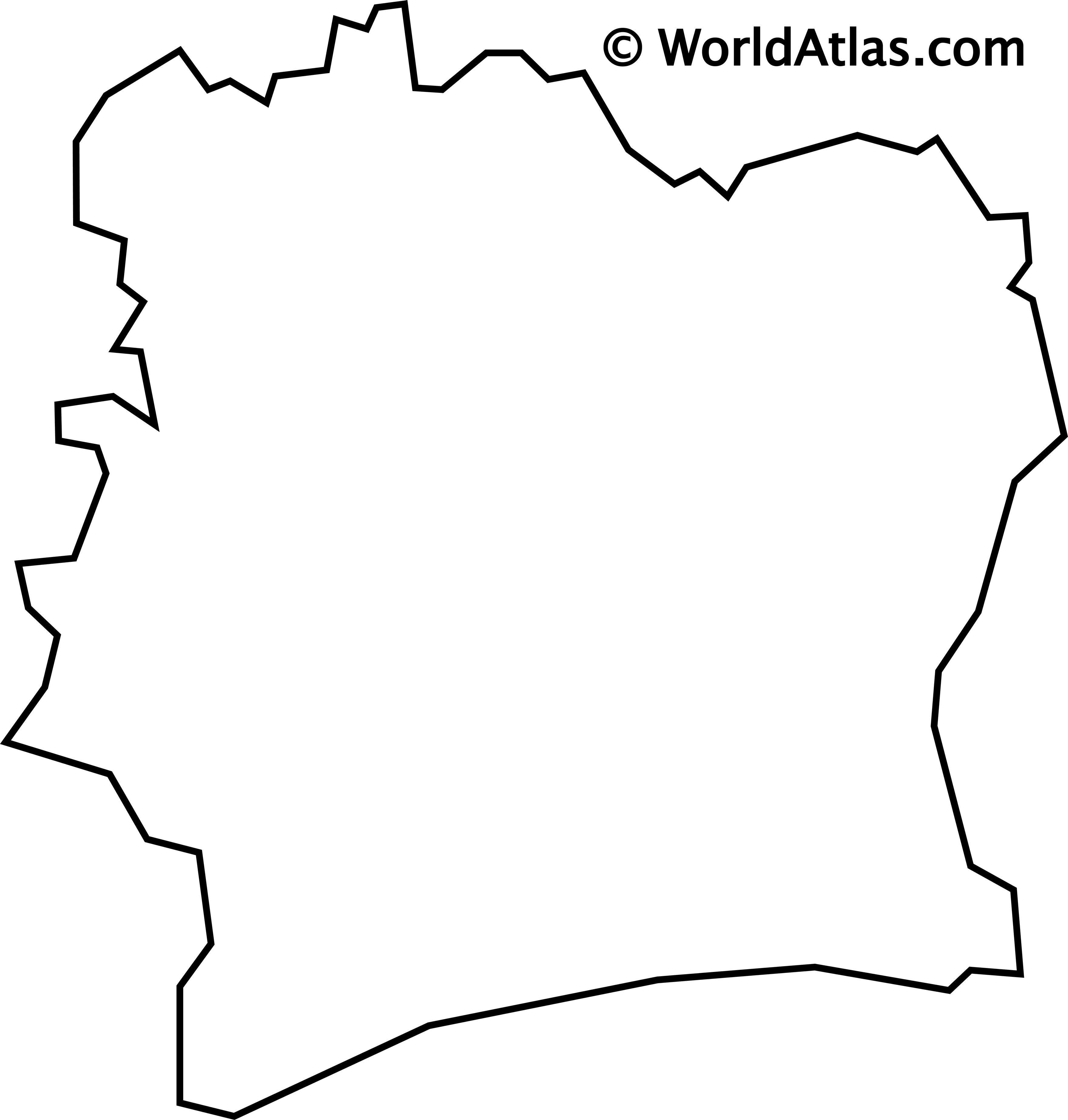 Cote D Ivoire Outline Map